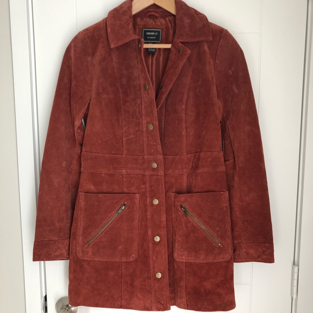 Forever 21 Rust Suede Trench Coat